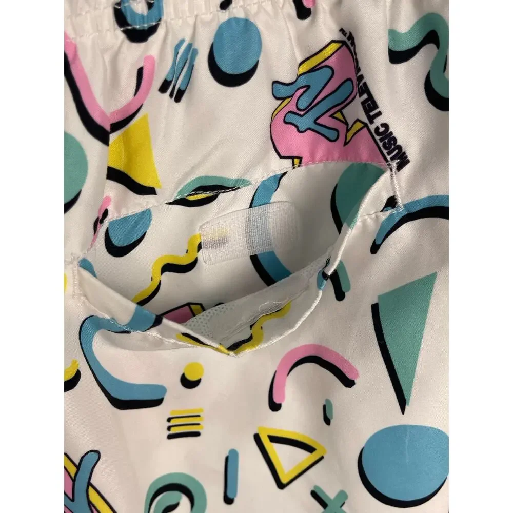 MTV Retro 90s Geometric Print Men’s Swim Trunks Size M
